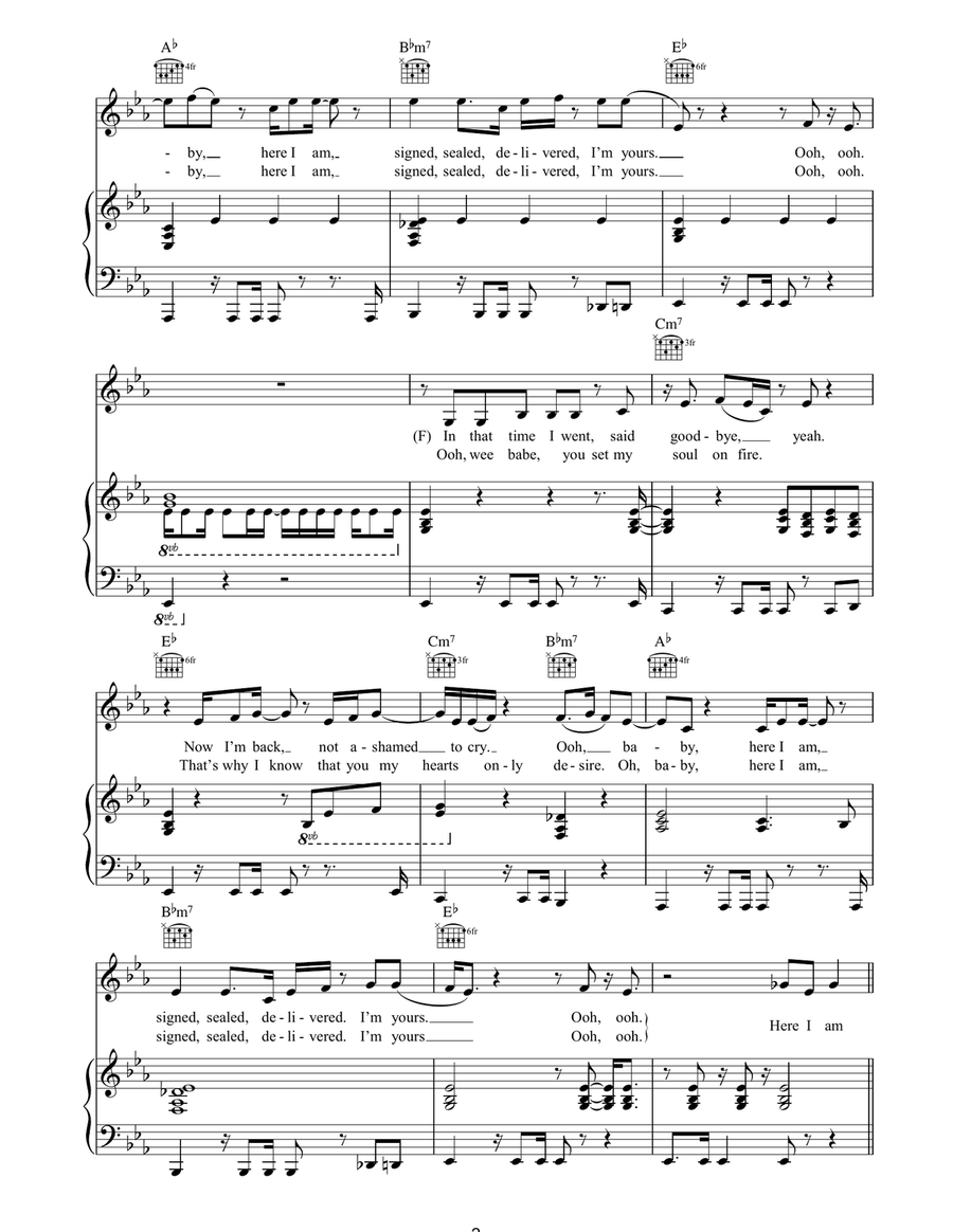 Signed, Sealed, Delivered Piano, Vocal, Guitar scores gallery preview page 2