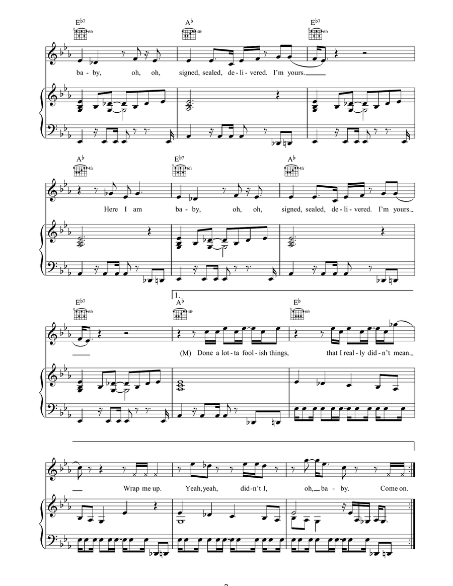 Signed, Sealed, Delivered Piano, Vocal, Guitar scores gallery preview page 3