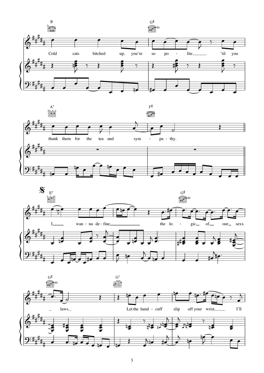 Sexx laws Sexx laws Piano, Vocal, Guitar scores gallery preview page 3