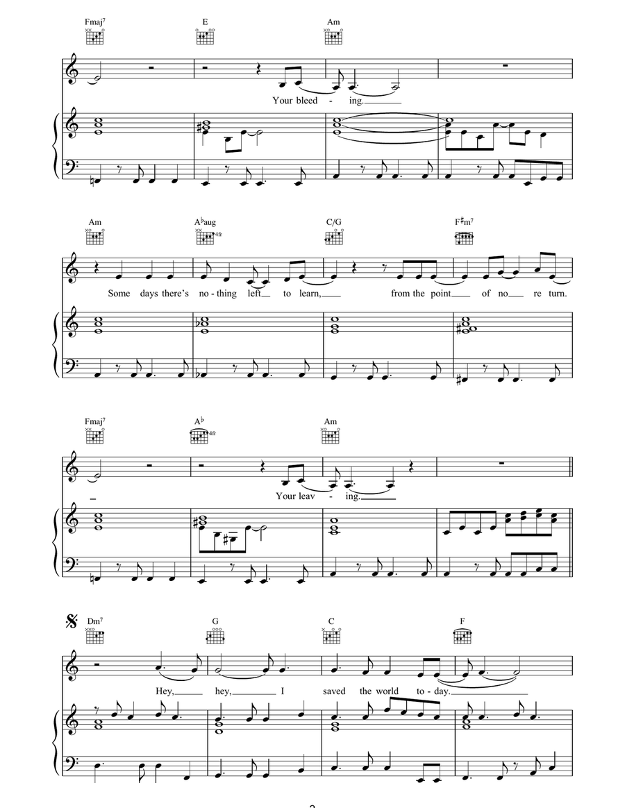 I Saved The World Today I Saved The World Today Piano, Vocal, Guitar scores gallery preview page 2