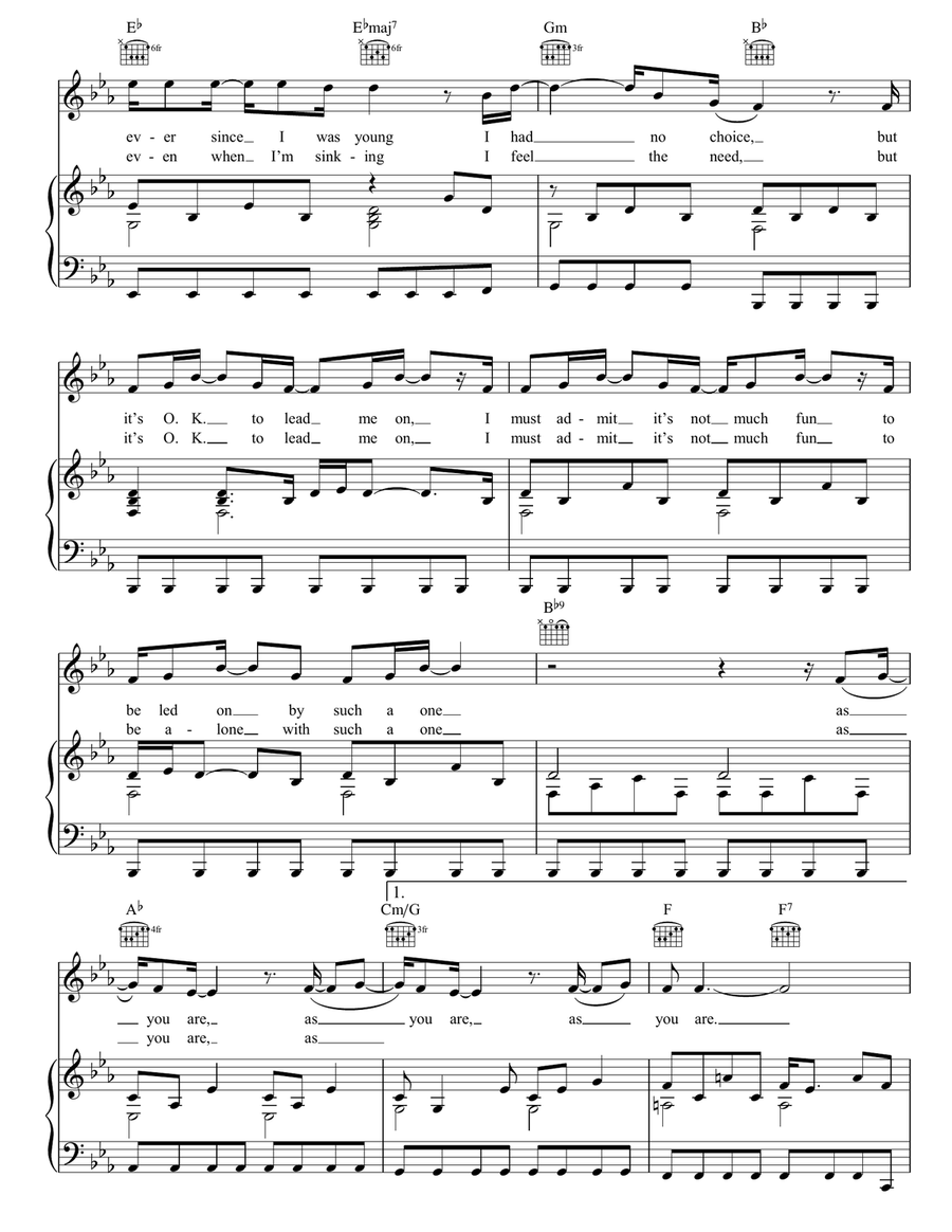 As You Are As You Are Piano, Vocal, Guitar scores gallery preview page 2
