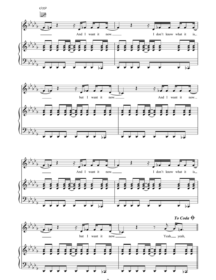 I Want It All Piano, Vocal, Guitar scores gallery preview page 3