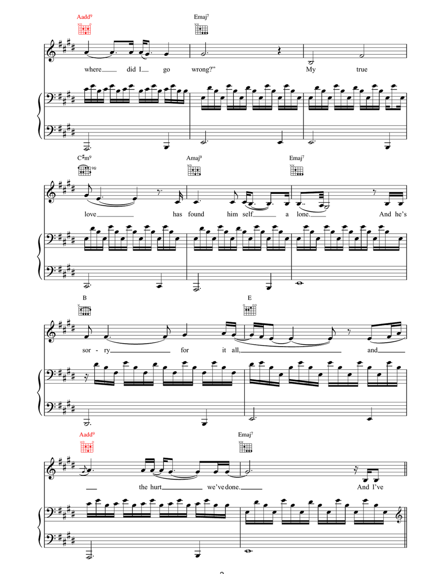 My True Love My True Love Piano, Vocal, Guitar scores gallery preview page 2