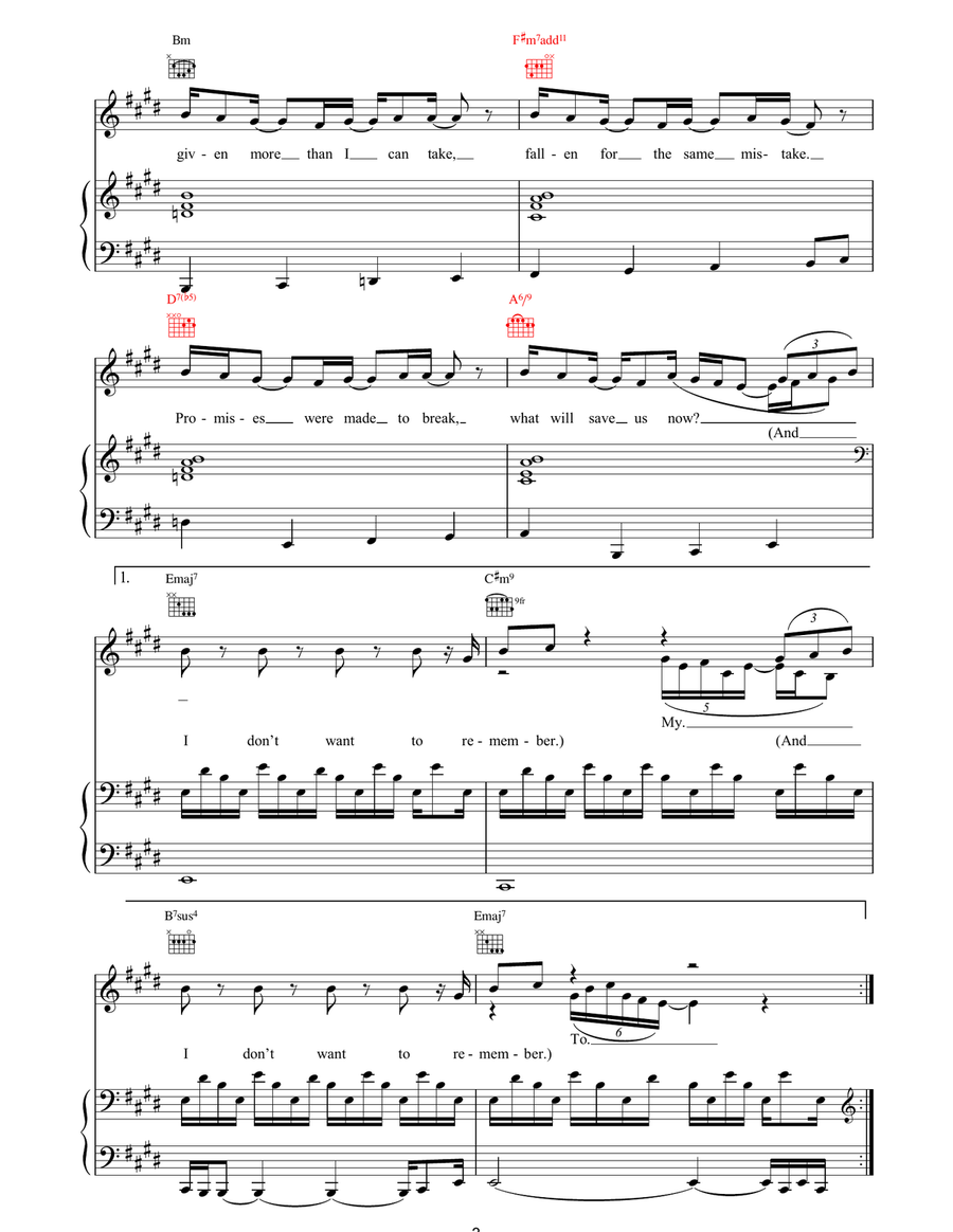 My True Love My True Love Piano, Vocal, Guitar scores gallery preview page 3