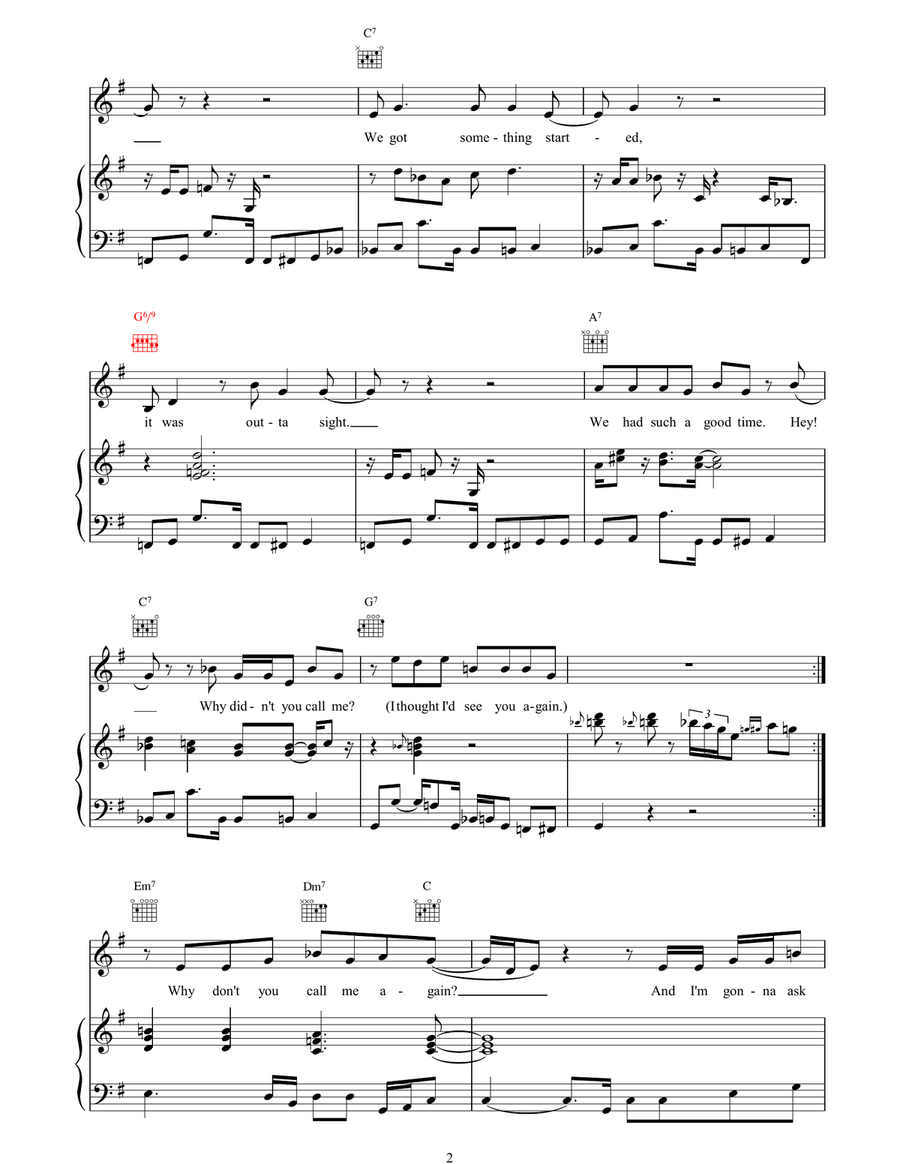 Why Didnt You Call Me Why Didnt You Call Me Piano, Vocal, Guitar scores gallery preview page 2