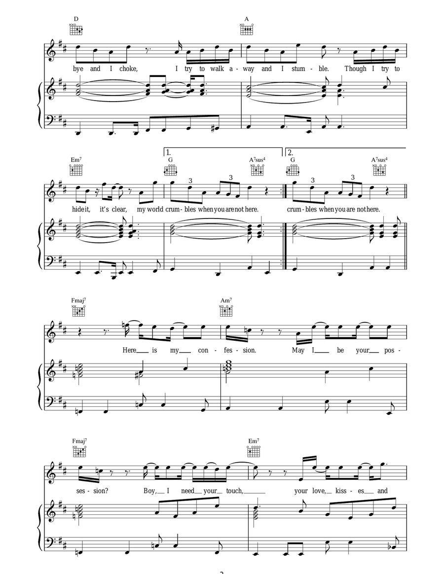 I Try I Try Piano, Vocal, Guitar scores gallery preview page 3