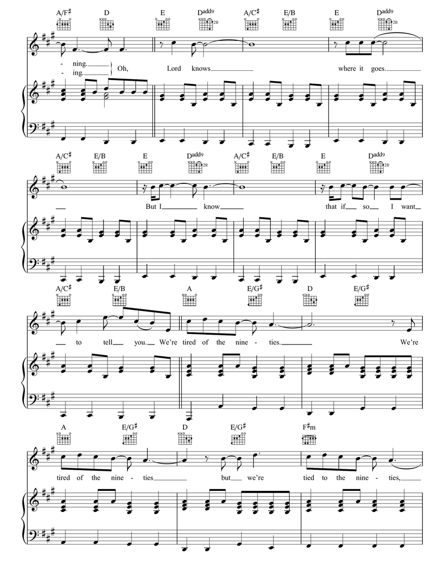 Tied To The 90s Tied To The 90s Piano, Vocal, Guitar scores gallery preview page 3