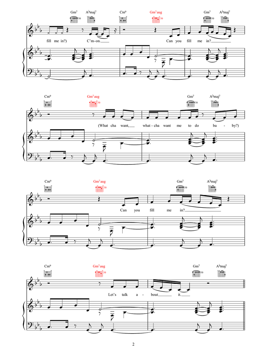 Fill Me In Piano, Vocal, Guitar scores gallery preview page 2