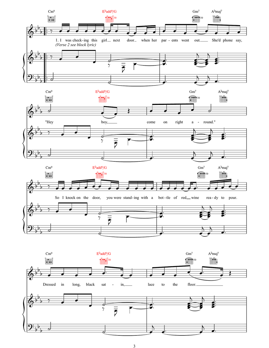 Fill Me In Piano, Vocal, Guitar scores gallery preview page 3