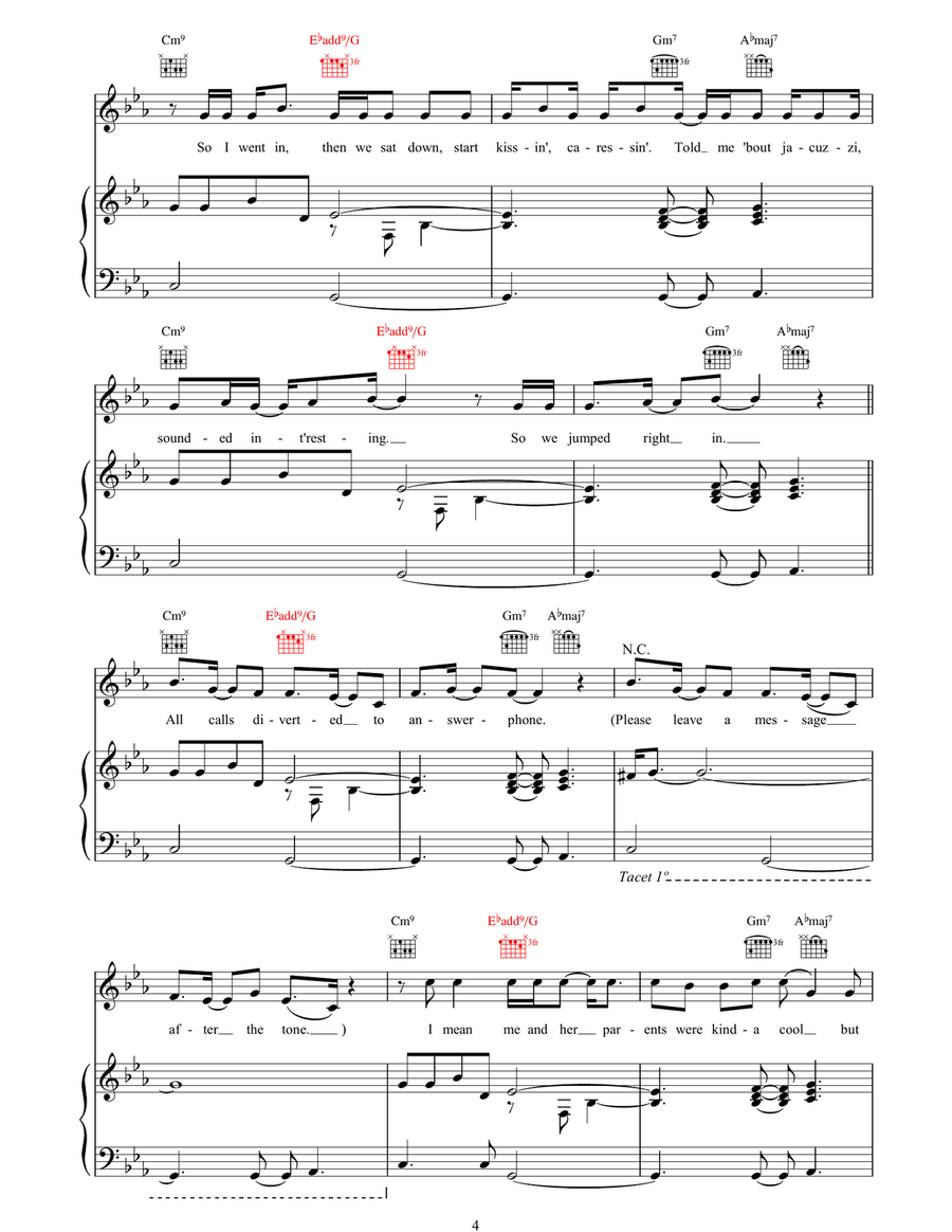Fill Me In Piano, Vocal, Guitar scores gallery preview page 4