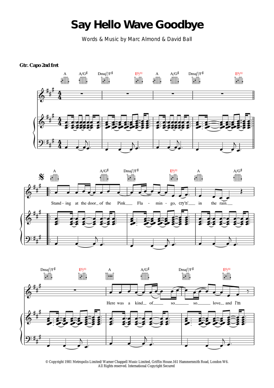 Say Hello, Wave Goodbye Acoustic Guitar scores gallery preview page 1