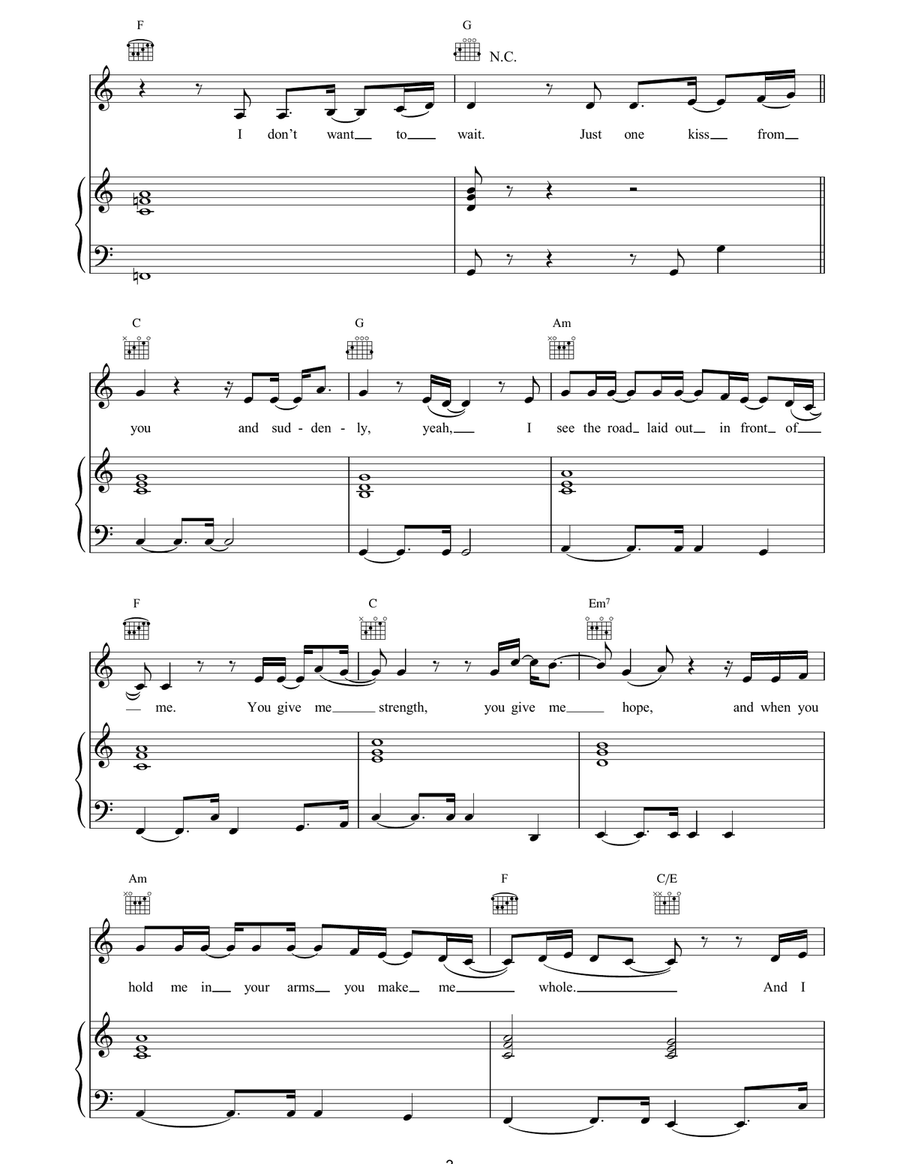 One Kiss From You One Kiss From You Piano, Vocal, Guitar scores gallery preview page 3