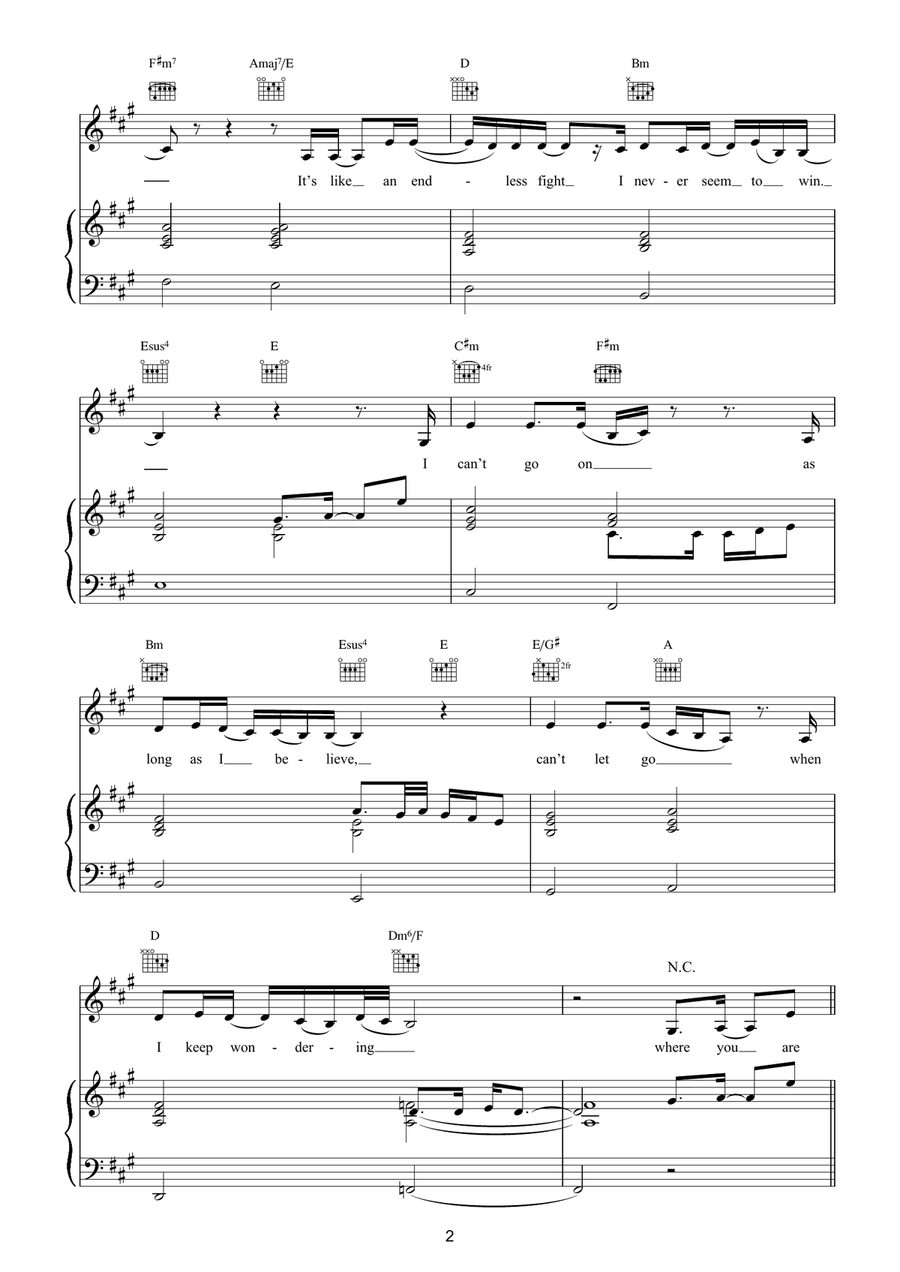 Where Are You Now Where Are You Now Piano, Vocal, Guitar scores gallery preview page 2