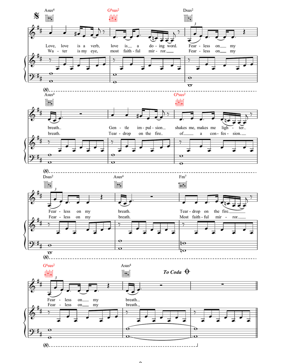 Teardrop Teardrop Piano, Vocal, Guitar scores gallery preview page 2