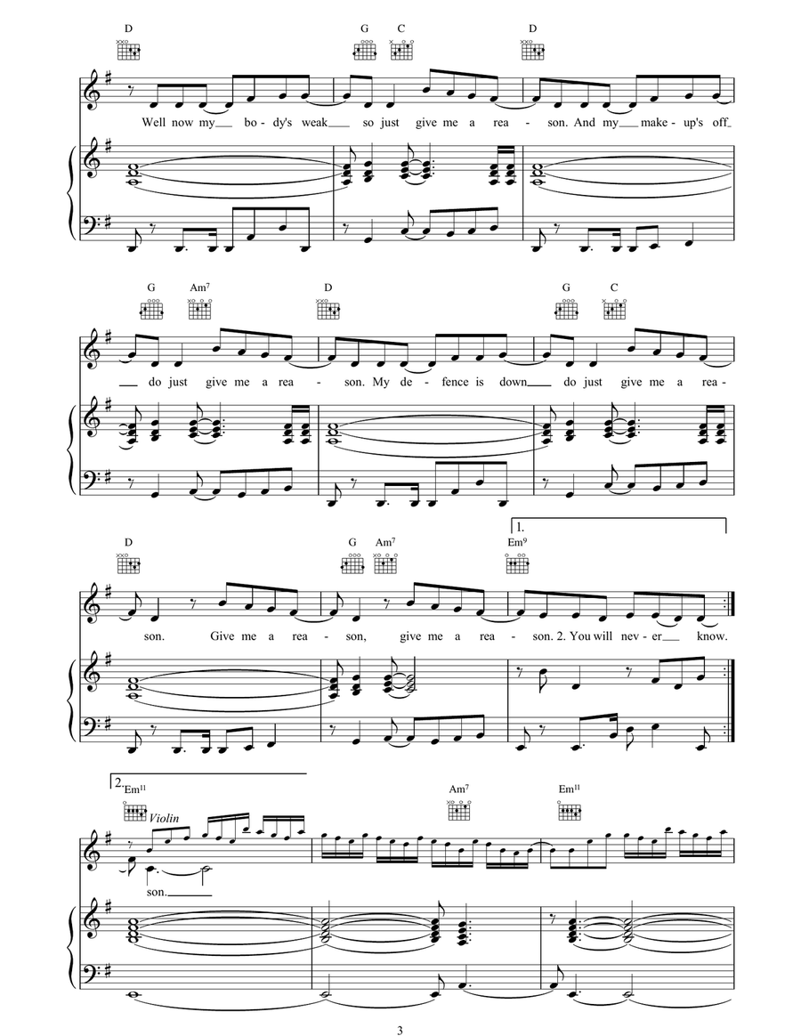 Give Me A Reason Give Me A Reason Piano, Vocal, Guitar scores gallery preview page 3