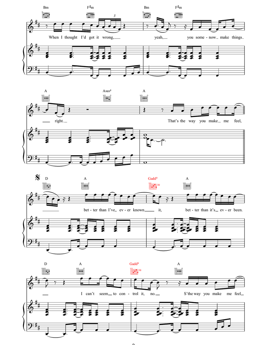 The Way You Make Me Feel The Way You Make Me Feel Piano, Vocal, Guitar scores gallery preview page 2