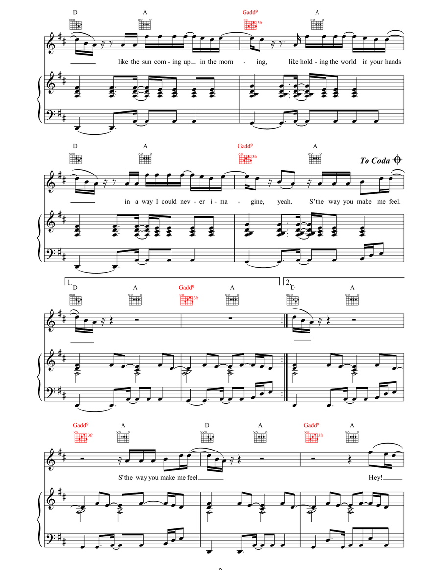 The Way You Make Me Feel The Way You Make Me Feel Piano, Vocal, Guitar scores gallery preview page 3
