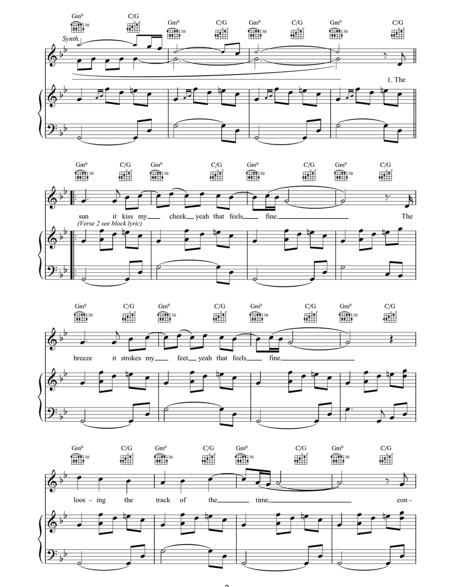 Summer Cycle Summer Cycle Piano, Vocal, Guitar scores gallery preview page 2