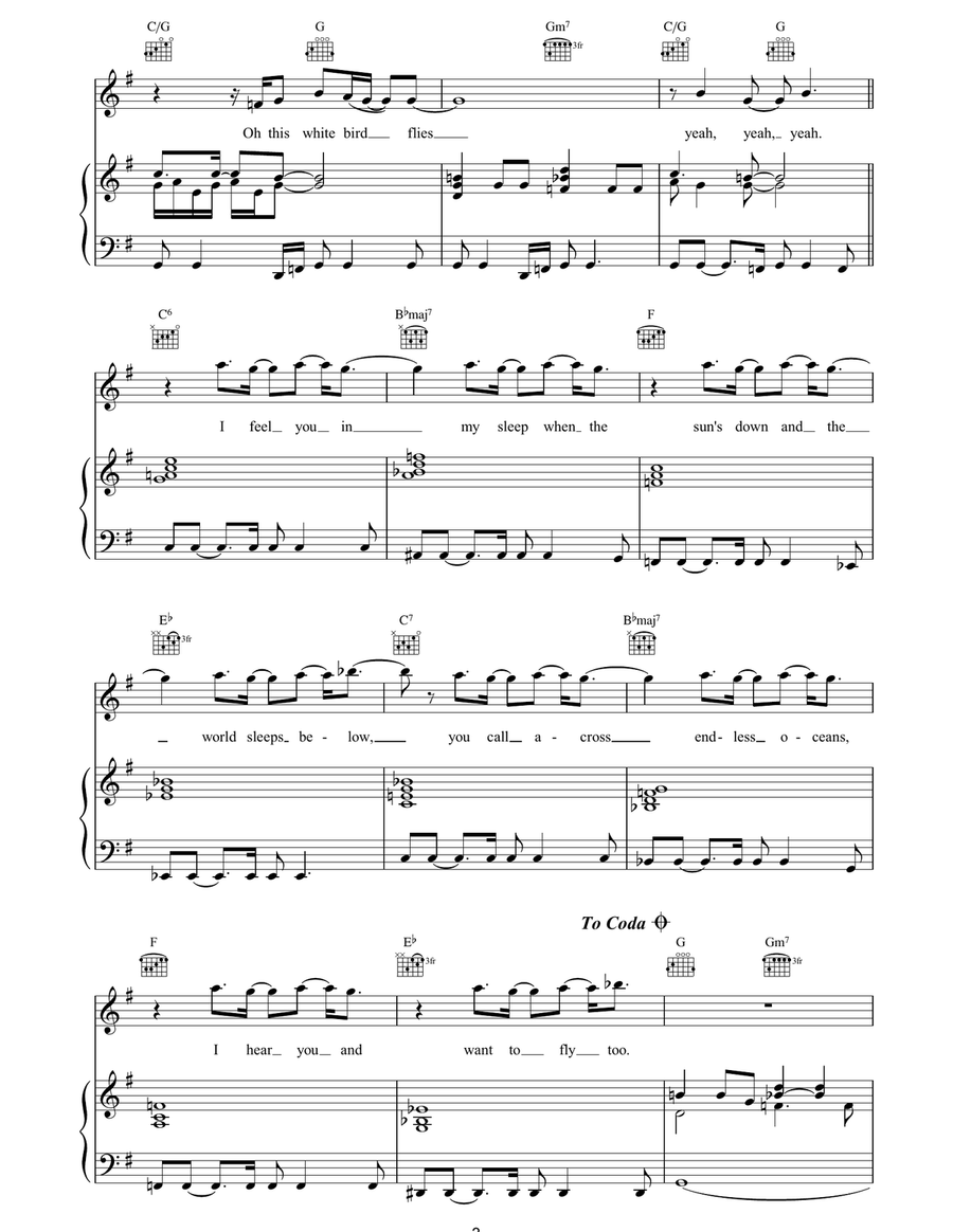 High Flying Bird High Flying Bird Piano, Vocal, Guitar scores gallery preview page 3
