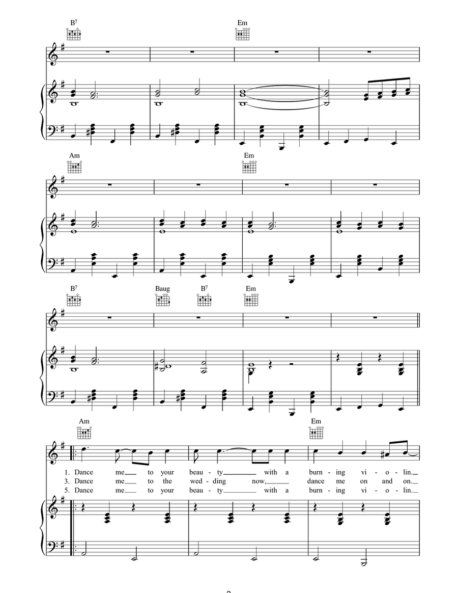 Dance Me To The End Of Love Piano, Vocal, Guitar scores gallery preview page 2