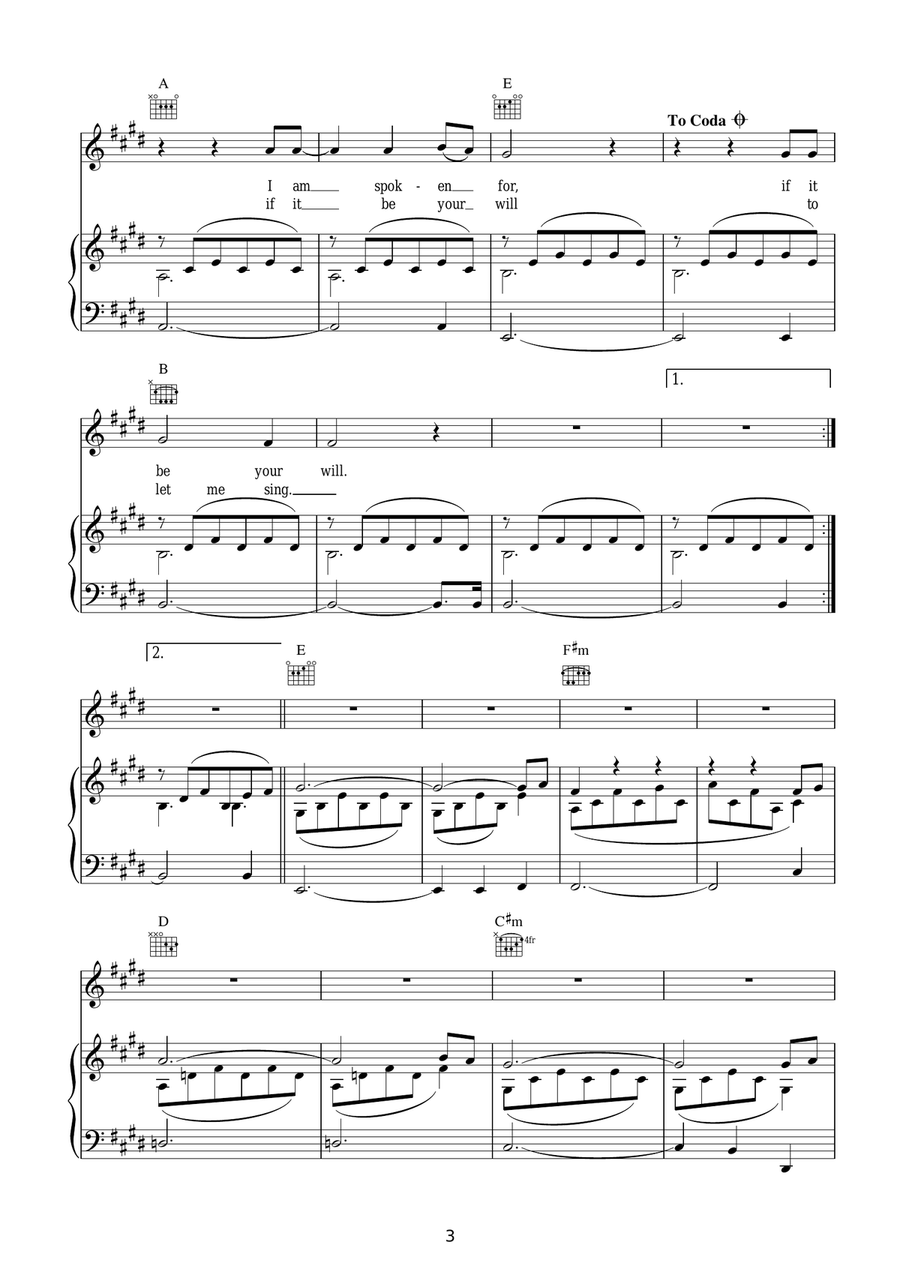 If It Be Your Will If It Be Your Will Piano, Vocal, Guitar scores gallery preview page 3