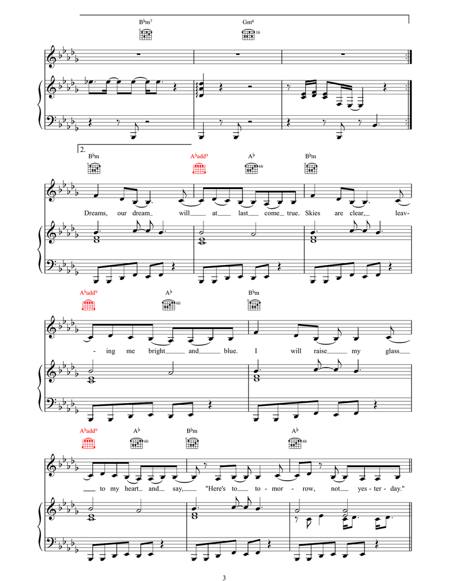 Dreams Dreams Piano, Vocal, Guitar scores gallery preview page 3