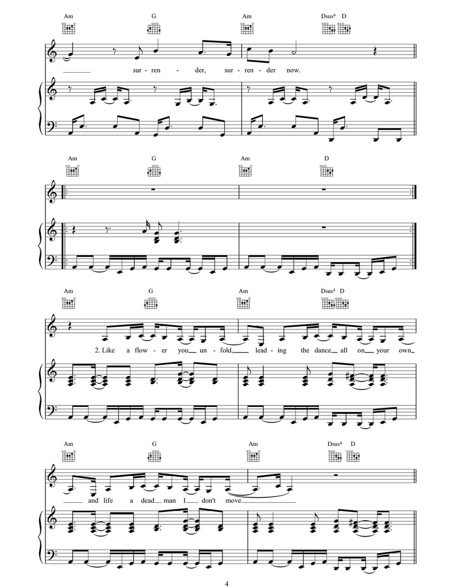 Surrender Surrender Piano, Vocal, Guitar scores gallery preview page 4