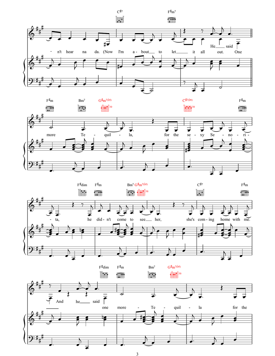 One More Tequila One More Tequila Piano, Vocal, Guitar scores gallery preview page 3
