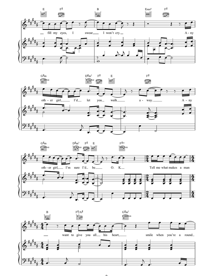 What Makes A Man What Makes A Man Piano, Vocal, Guitar scores gallery preview page 2