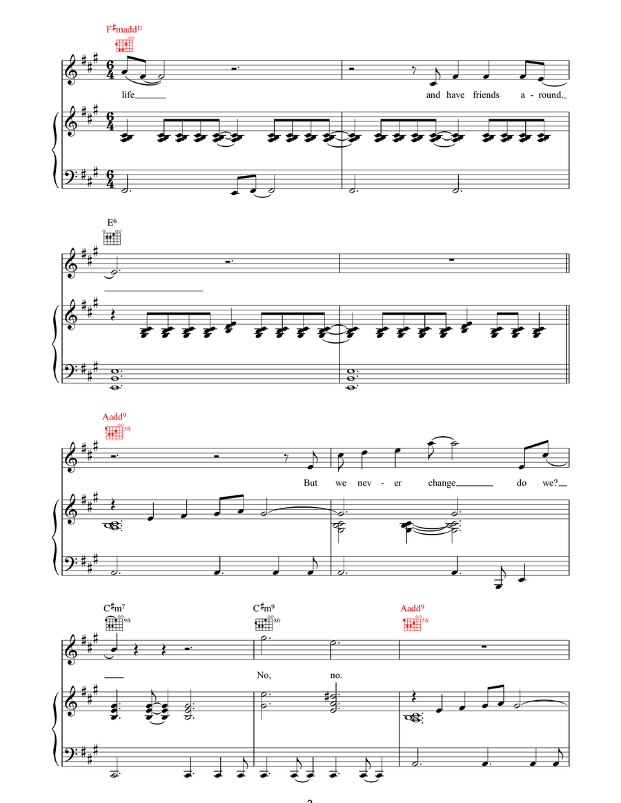 We Never Change We Never Change Piano, Vocal, Guitar scores gallery preview page 3