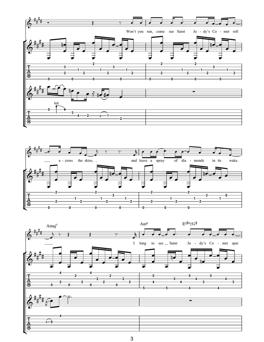 St. Judy's Comet by Paul Simon Acoustic Guitar - Digital Sheet Music page 3