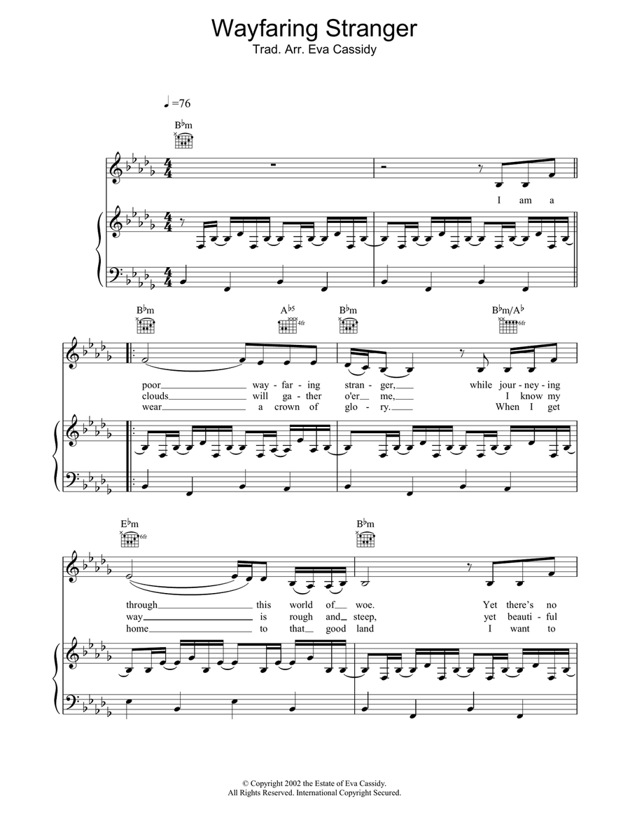 Wayfaring Stranger (no intro) Acoustic Guitar scores gallery preview page 1