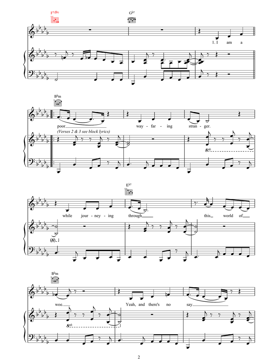 Wayfaring Stranger Acoustic Guitar scores gallery preview page 2