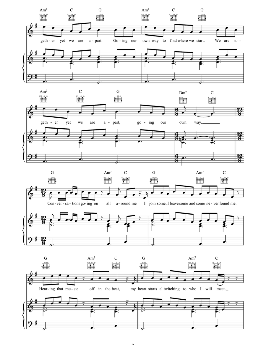 We Are Together We Are Together Piano, Vocal, Guitar scores gallery preview page 3