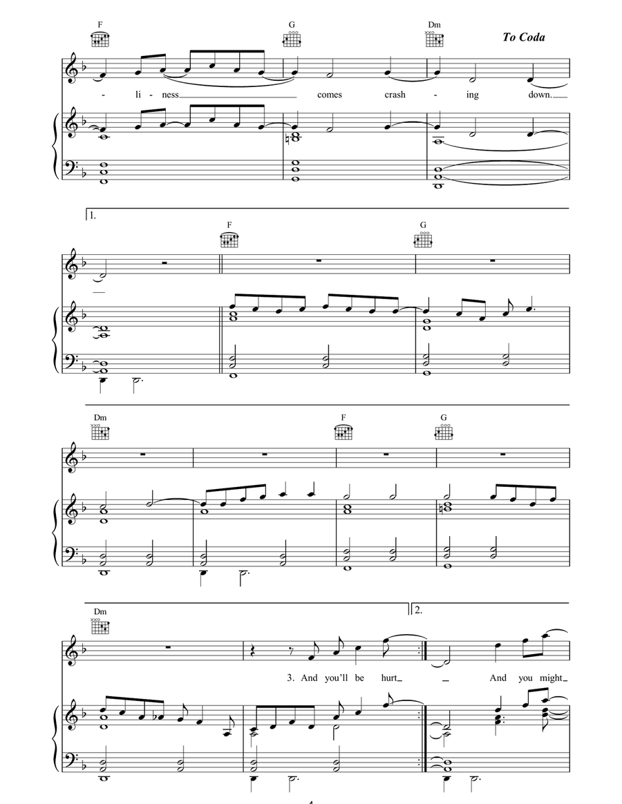 Crashing Down Crashing Down Piano, Vocal, Guitar scores gallery preview page 4