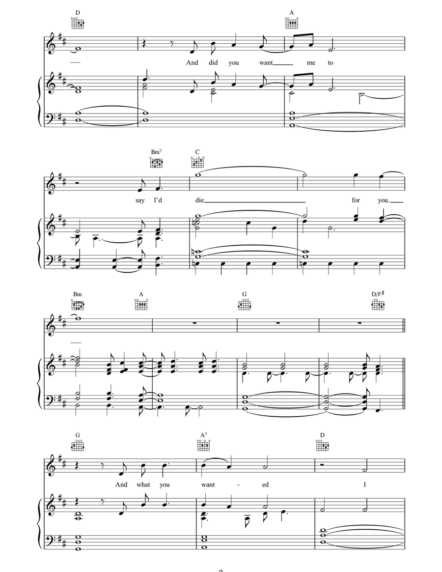 One Thing Left To Do Piano, Vocal, Guitar scores gallery preview page 2