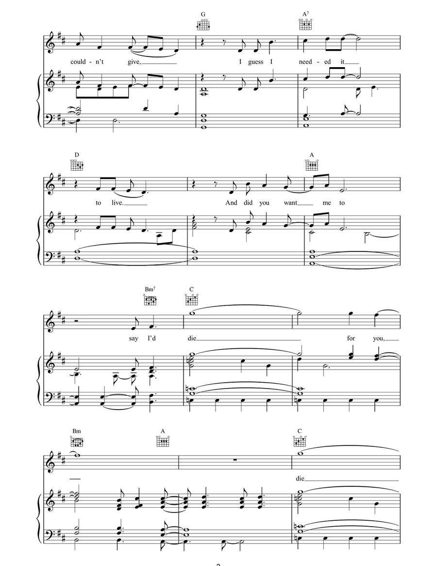 One Thing Left To Do Piano, Vocal, Guitar scores gallery preview page 3