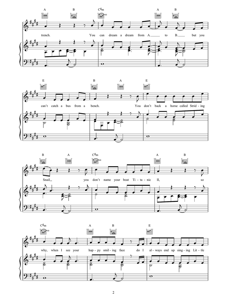 Little Blue Piano, Vocal, Guitar scores gallery preview page 2