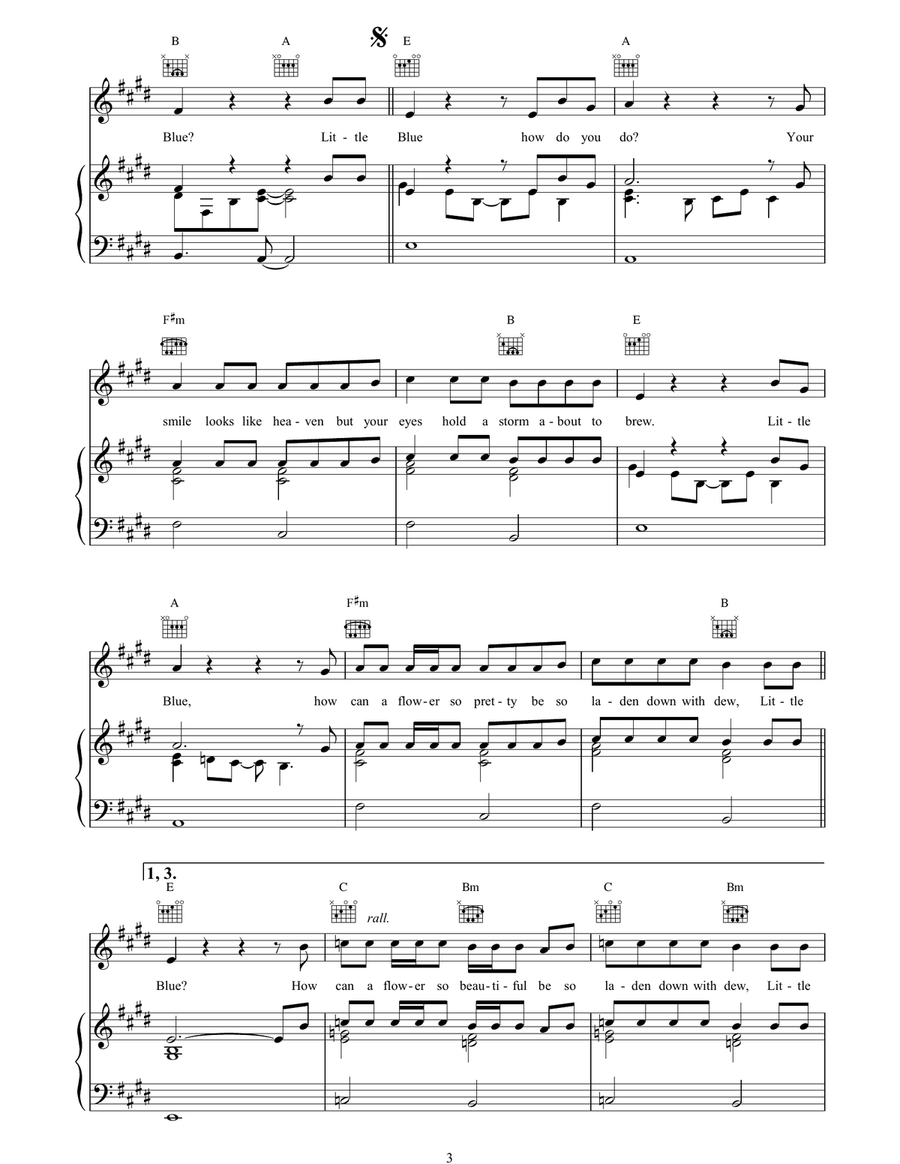Little Blue Piano, Vocal, Guitar scores gallery preview page 3