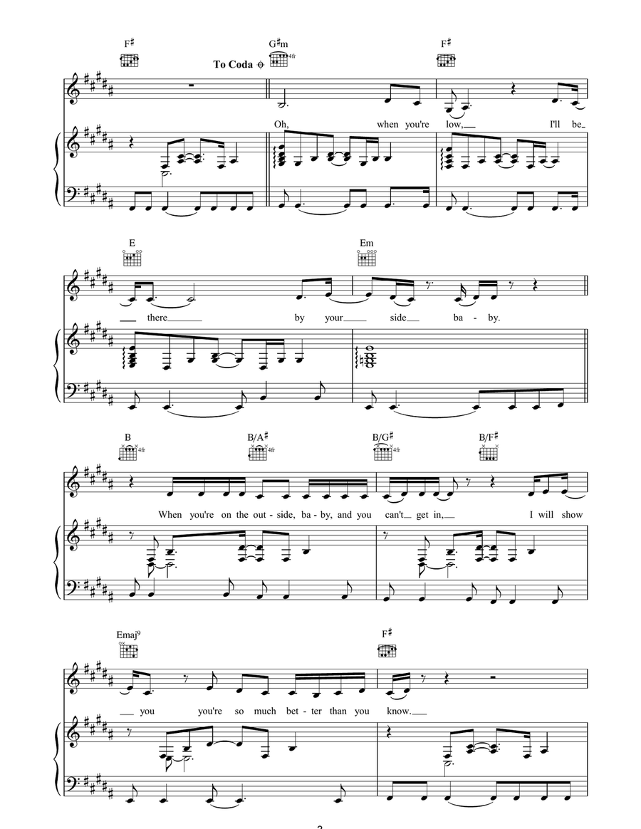 By Your Side By Your Side Piano, Vocal, Guitar scores gallery preview page 3