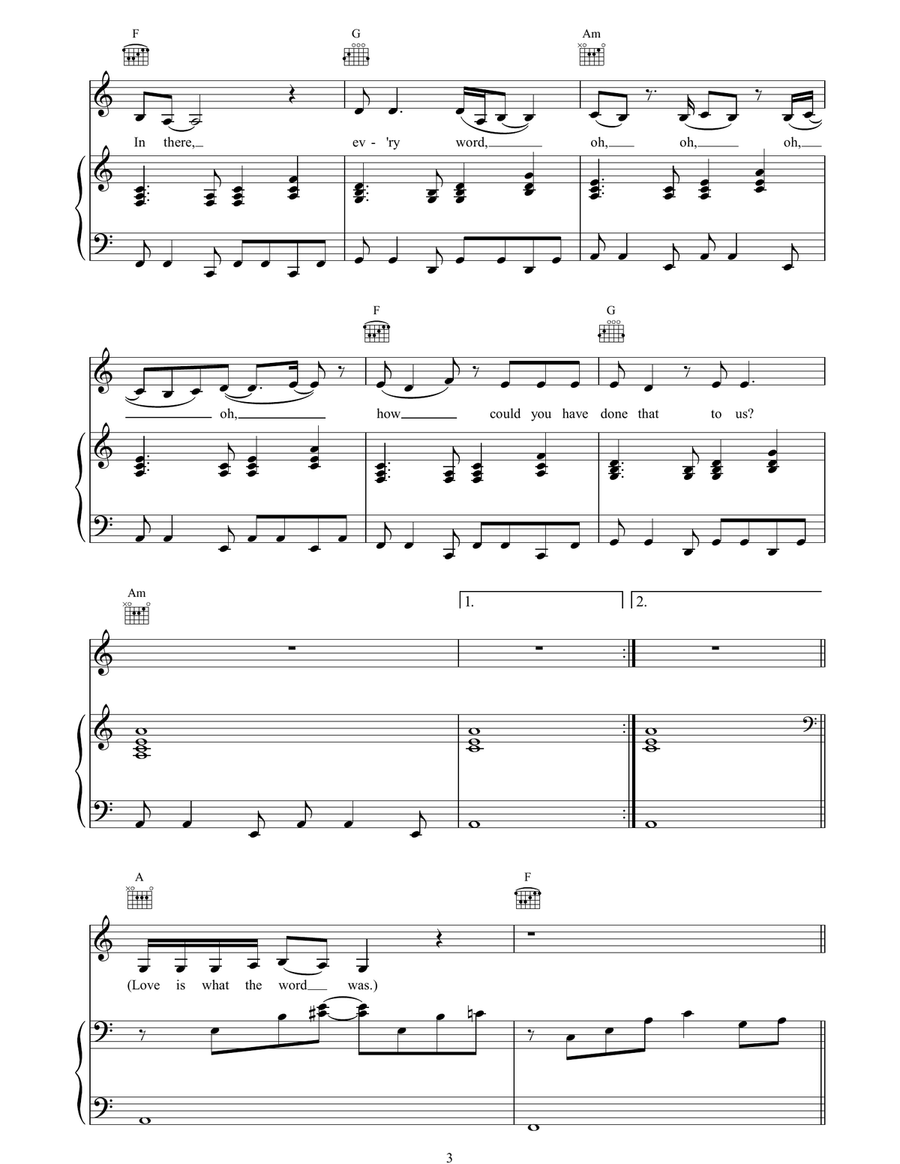 Every Word Every Word Piano, Vocal, Guitar scores gallery preview page 3