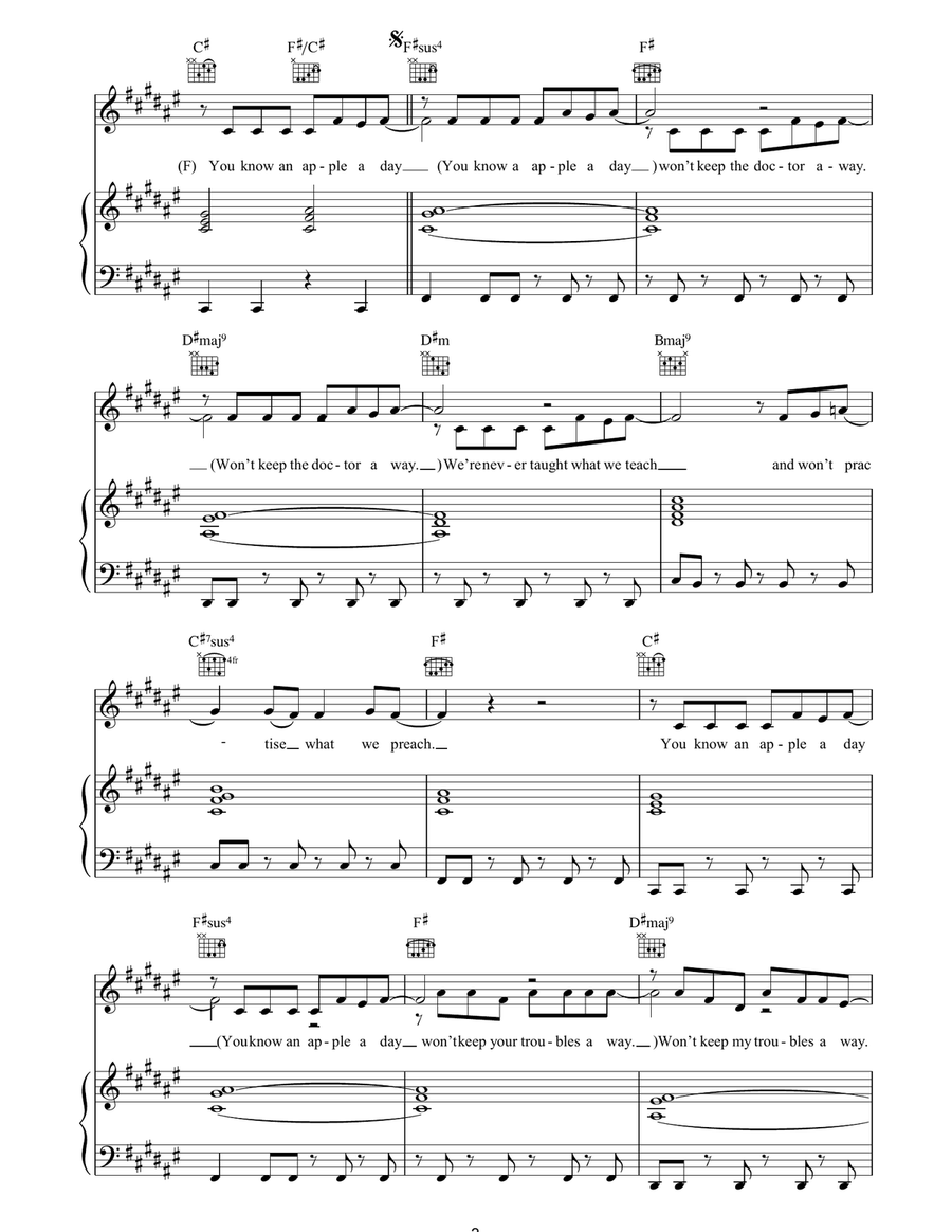 An Apple A Day An Apple A Day Piano, Vocal, Guitar scores gallery preview page 3