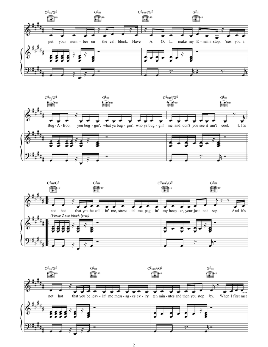 Bug A Boo Bug A Boo Piano, Vocal, Guitar scores gallery preview page 2
