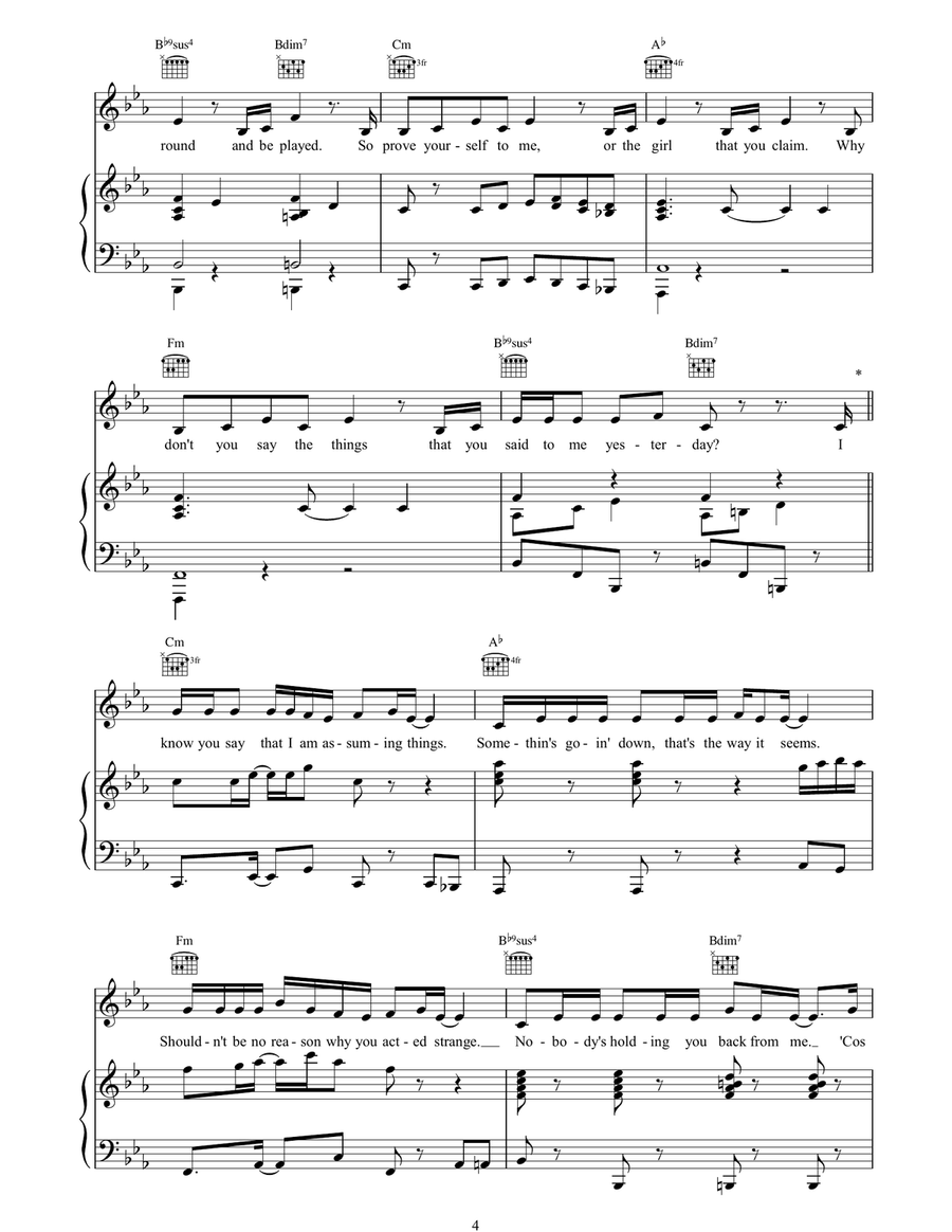 Say My Name Say My Name Piano, Vocal, Guitar scores gallery preview page 4
