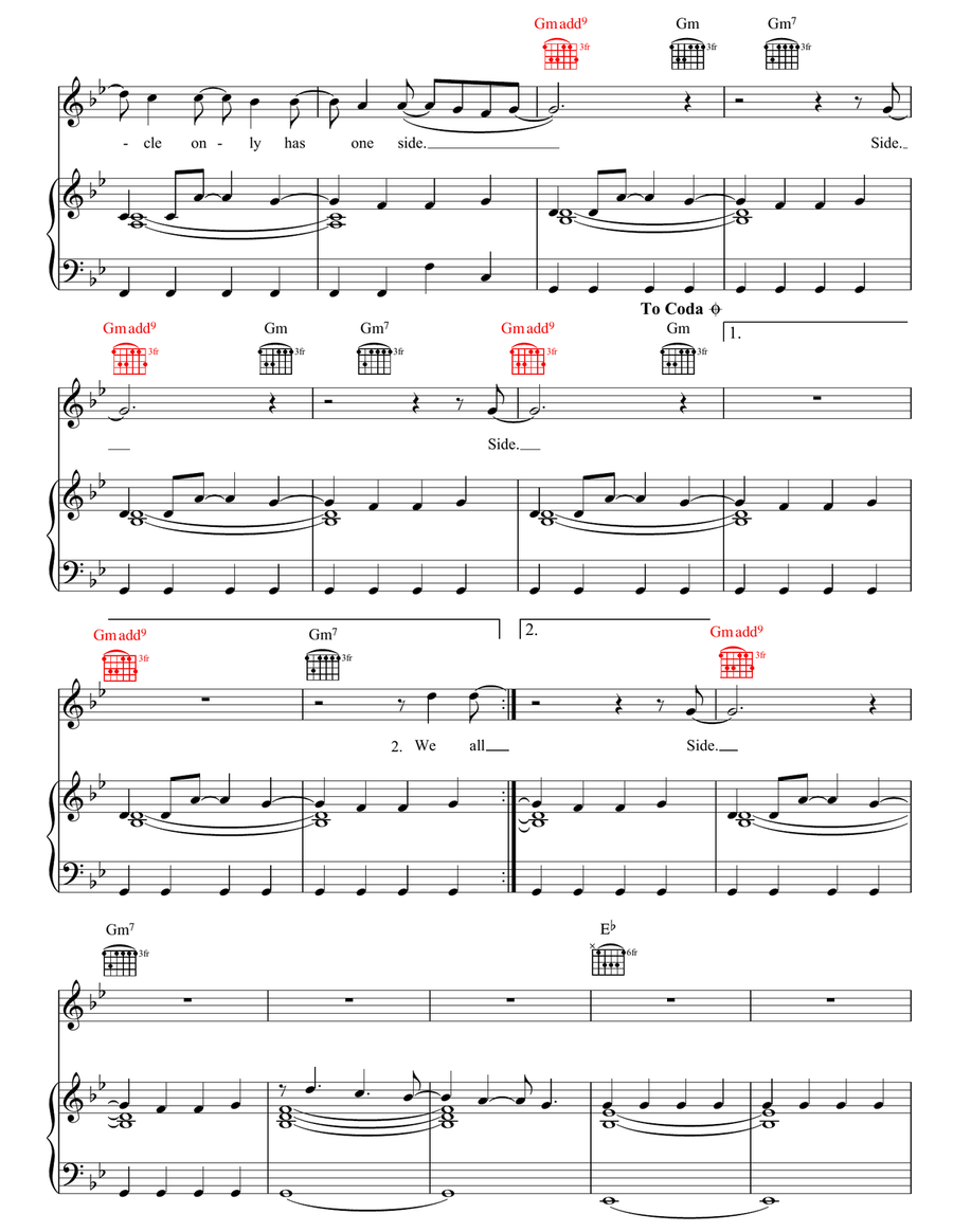 Side Side Piano, Vocal, Guitar scores gallery preview page 4