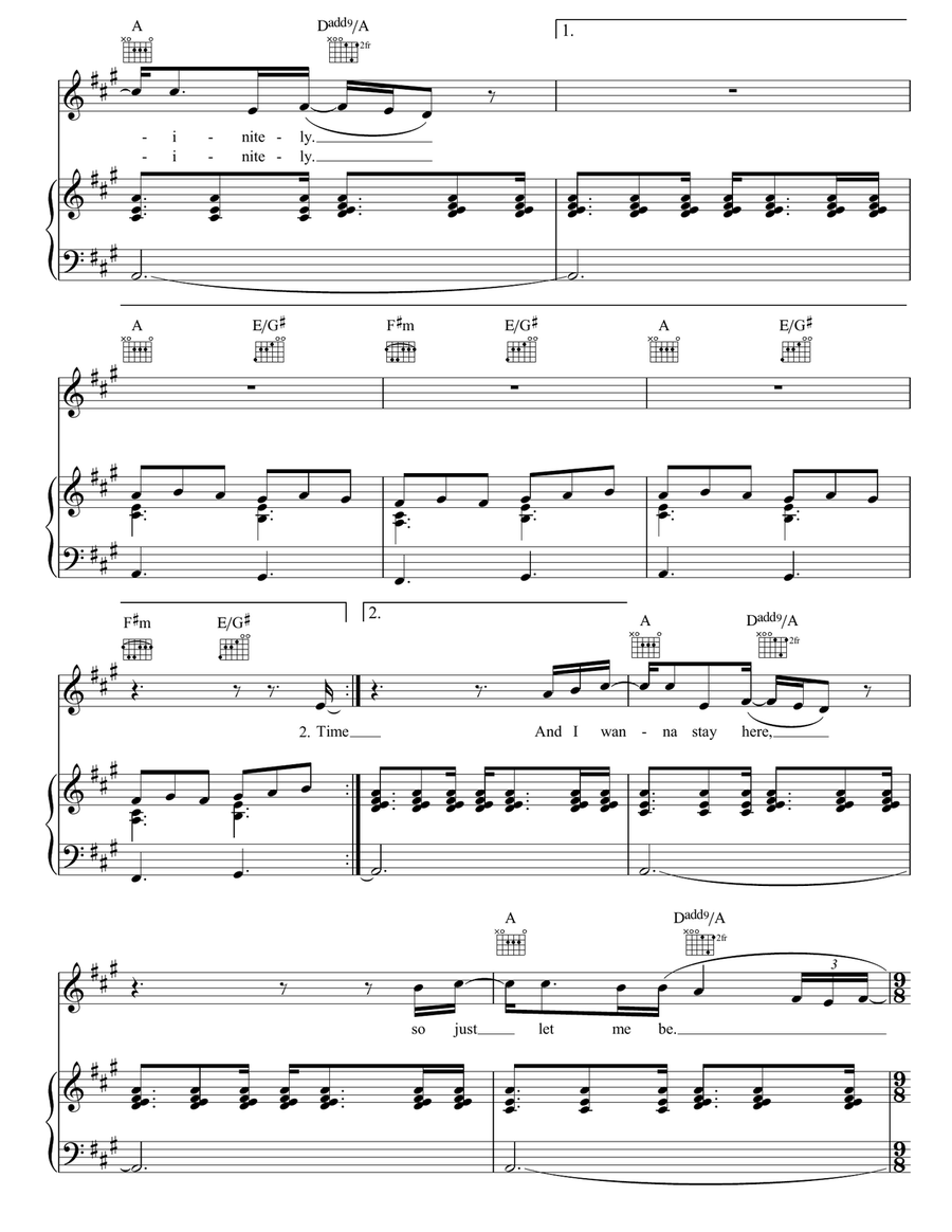 Indefinitely Indefinitely Piano, Vocal, Guitar scores gallery preview page 3