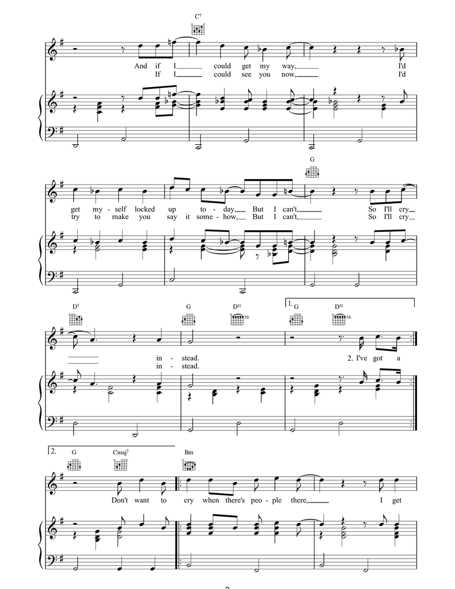 I'll Cry Instead I'll Cry Instead Piano, Vocal, Guitar scores gallery preview page 2
