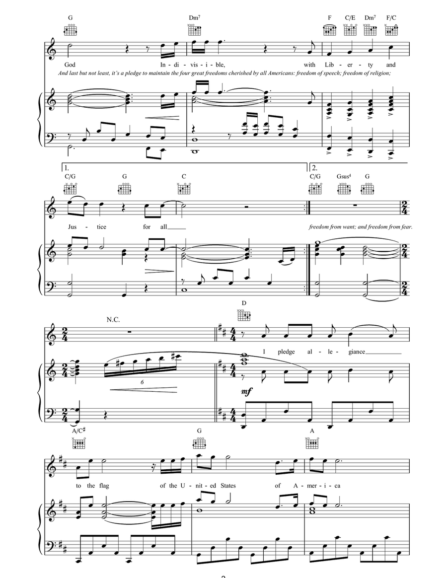 The Pledge Of Allegiance The Pledge Of Allegiance Piano, Vocal, Guitar scores gallery preview page 2