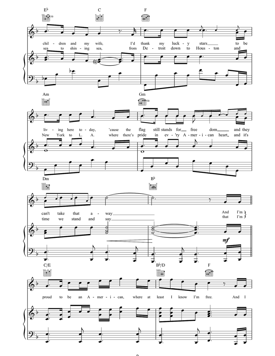 God Bless The U.S.A. God Bless The U.S.A. Piano, Vocal, Guitar scores gallery preview page 2