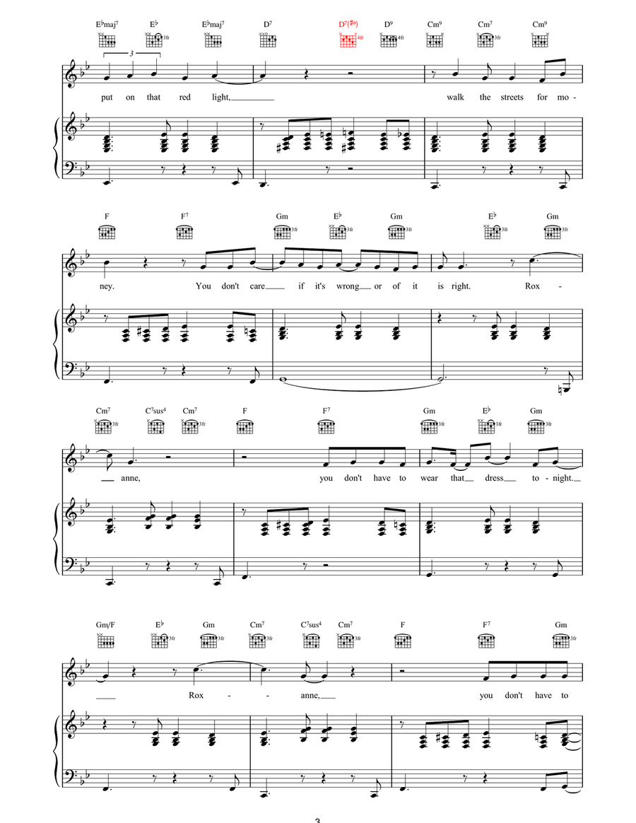 El Tango De Roxanne (from Moulin Rouge) Piano, Vocal, Guitar scores gallery preview page 3